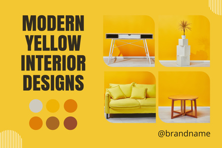 Modern Yellow Interior Designs Mood Board Design Template