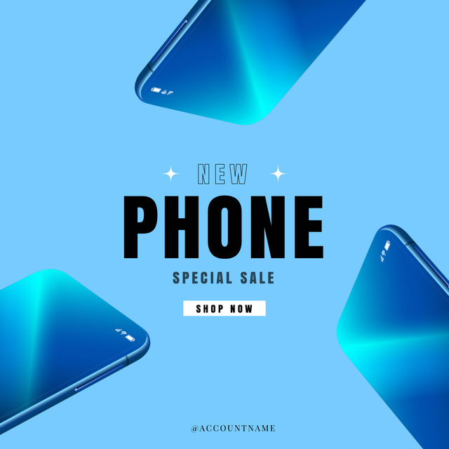 Ontwerpsjabloon van Instagram van Special Sale on New Phone on Blue
