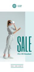 VR Headsets Sale Ad with Woman Using Virtual Reality Glasses