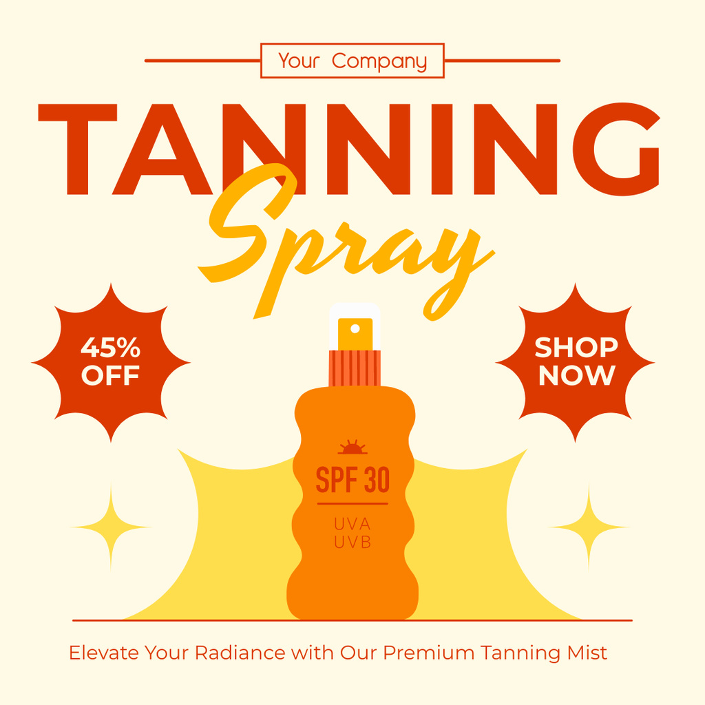 Designvorlage Quality Tanning Spray at Reduced Price für Instagram