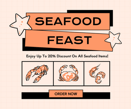 Seafood Feast Event Announcement Facebook Design Template