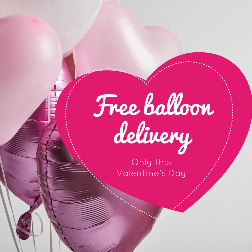 Valentine's Day Balloons Delivery in Pink Instagram AD Design Template