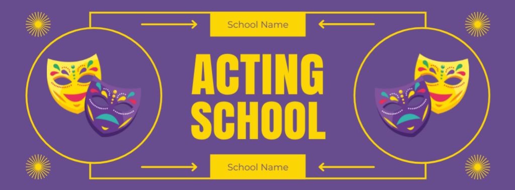 Acting School Promo with Colorful Masks Facebook cover Design Template