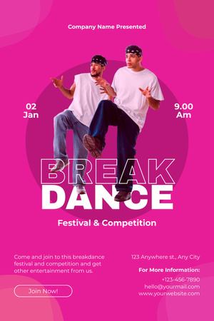 Anúncio do Festival de Competição de Dança Breakdance Pinterest Modelo de Design