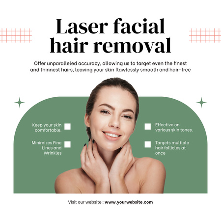 Effective Laser Hair Removal Service With Description Instagram – шаблон для дизайна
