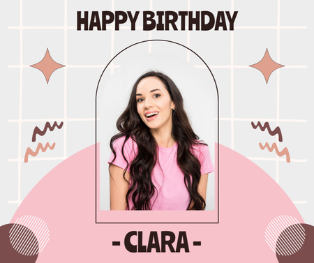 Happy Birthday Wishes to Young Woman in Pink Facebook Design Template
