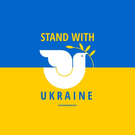 Ontwerpsjabloon van Logo van Pigeon with Phrase No to War in Ukraine