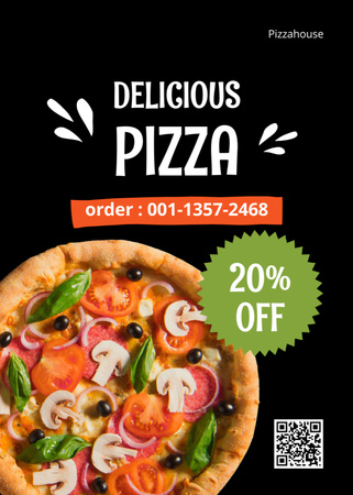 Discount Pizza on Black Flayer Design Template