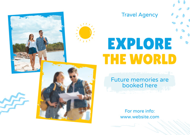 World Exploration with Travel Agency Card Design Template