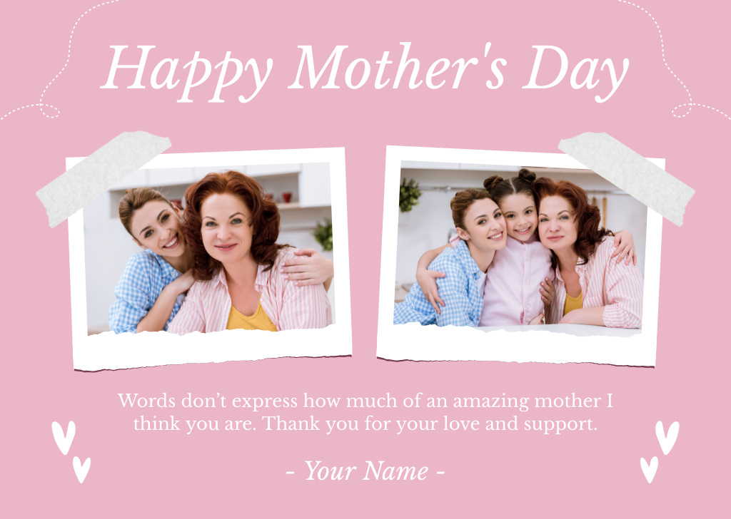 Mom with Cute Daughters on Mother's Day Card Tasarım Şablonu