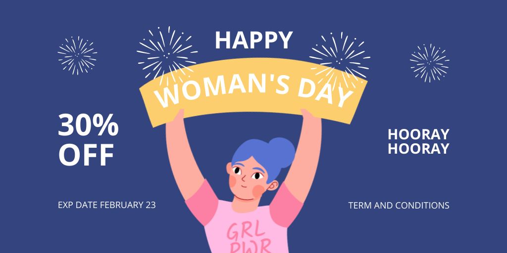 Women's Day Greeting with Discount Offer Twitter tervezősablon