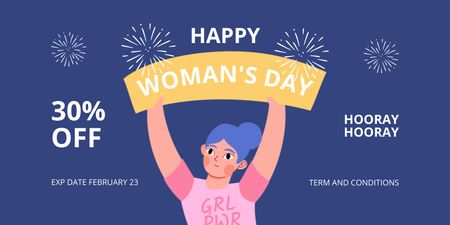 Women's Day Greeting with Discount Offer Twitter Design Template