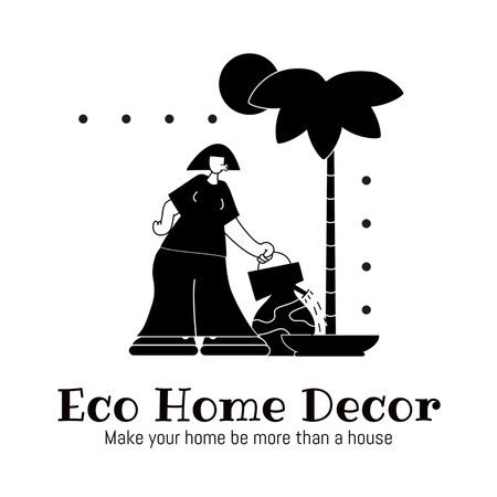 Eco Home Decor Black and White Animated Logo – шаблон для дизайну