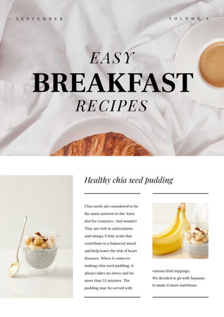 Plantilla de diseño de Anuncio de recetas de desayuno fácil Newsletter 