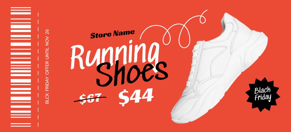 Plantilla de diseño de Running Shoes Sale on Black Friday In Red Coupon 3.75x8.25in 