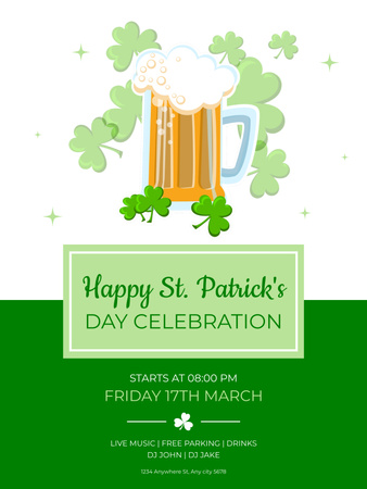 St. Patrick's Day Party with Beer Mug Poster US Design Template