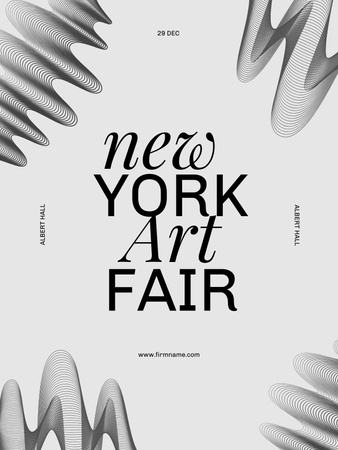 Designvorlage Erstaunliche Ankündigung einer Kunstmesse in Grau für Poster US