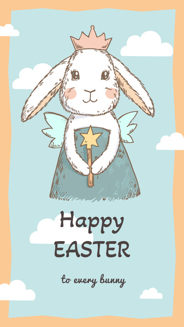 Happy Easter Greeting with Holy Bunny Instagram Story Design Template