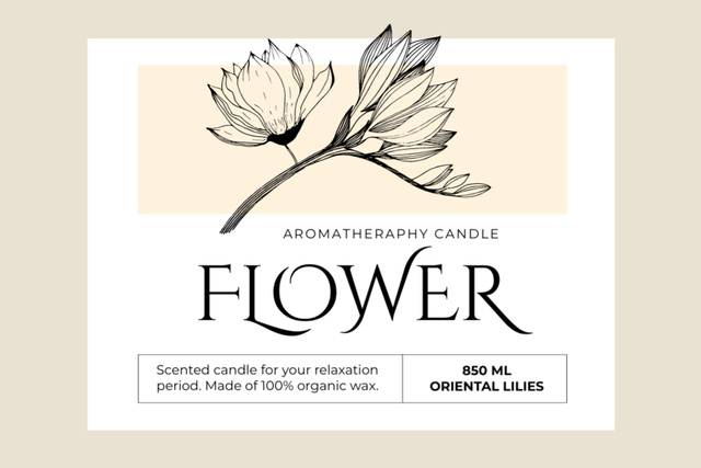 Flower Aromatic Candle Label Tasarım Şablonu