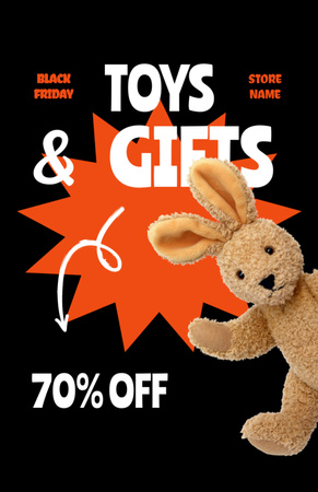 Kids Toys & Gifts Black Friday Sale Flyer 5.5x8.5in Šablona návrhu