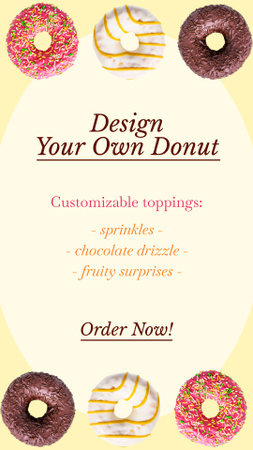 Oferta de donuts personalizáveis na loja Instagram Video Story Modelo de Design