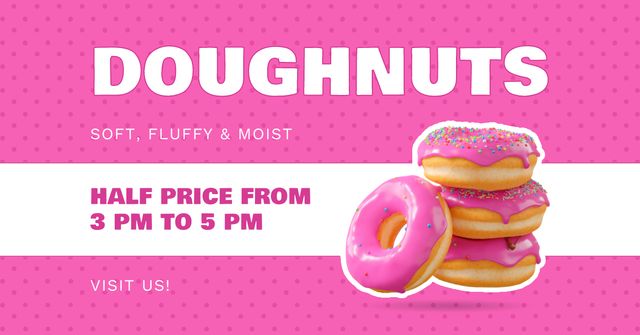 Doughnuts Special Offer of Half Price Facebook AD tervezősablon