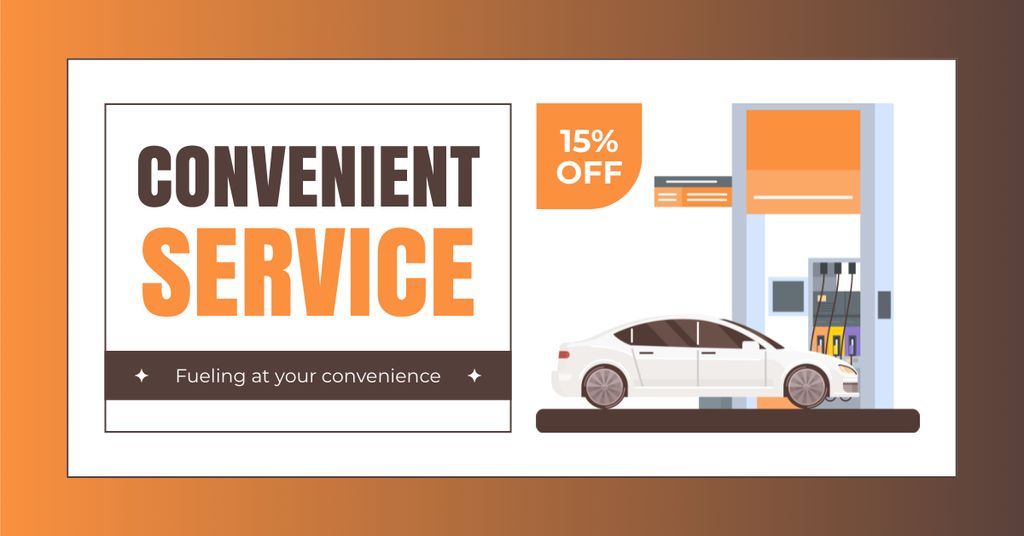 Convenient Discounted Service at Gas Station Facebook ADデザインテンプレート