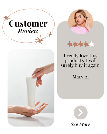 Ontwerpsjabloon van Instagram Post Vertical van Customer Review of Cosmetic Product