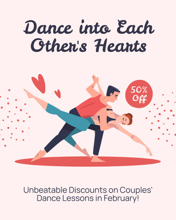 Dance Lessons At Half Price Due Valentine's Day Instagram Post Vertical Design Template
