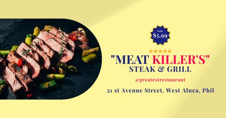 Étel-ajánlat lédús steakkel Facebook AD tervezősablon