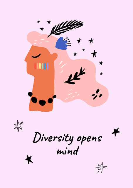 Inspirational Phrase about Diversity with Cute Girl Posterデザインテンプレート