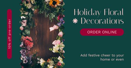 Offer Online Ordering Services for Decorating Events and Holidays Facebook AD Design Template
