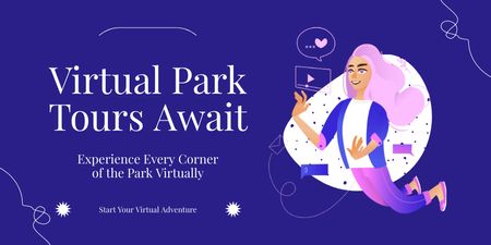 Oferta de passeio pelo parque virtual brilhante em parque de diversões Twitter Modelo de Design