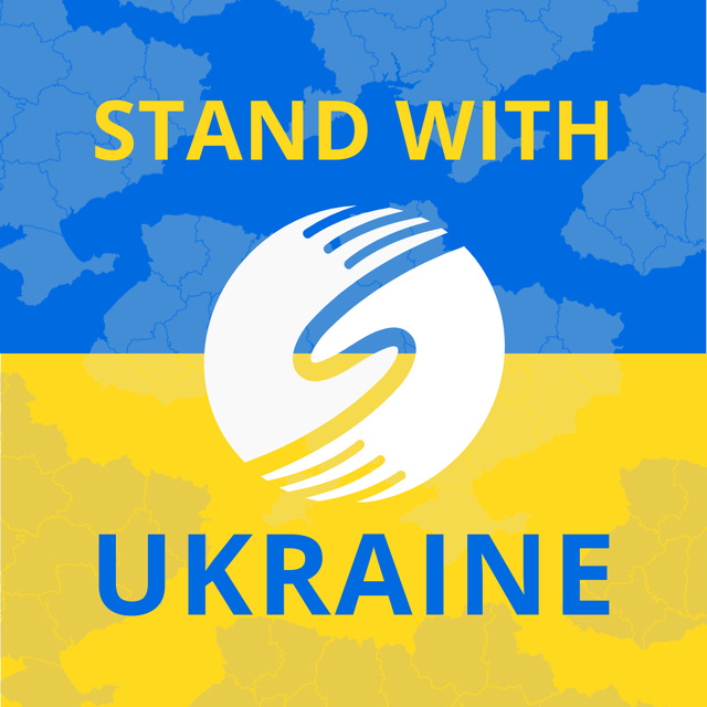 Stand With Ukraine on Blue and Yellow Instagram Design Template