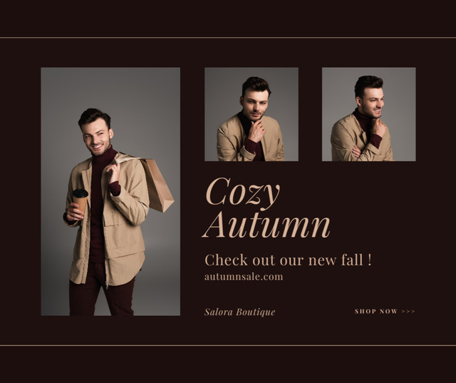 Man in Cozy Autumn Outfit Facebook Design Template