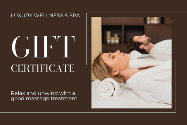 Template di design Spa and Wellness Center Offer for Couple Gift Certificate