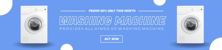Designvorlage Waschmaschinen Angebot Blau für Ebay Store Billboard