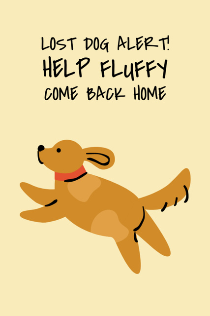 Missing Dog Alert with Illustration In Yellow Flyer 4x6in Šablona návrhu