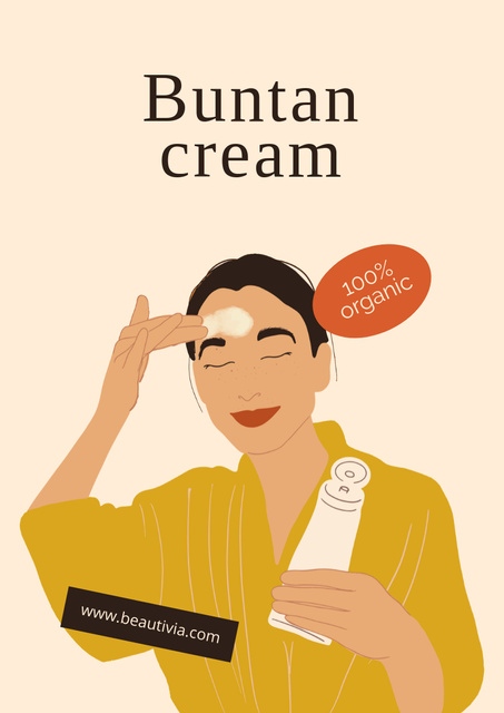 Modèle de visuel Woman is applying Tanning Cream - Poster A3