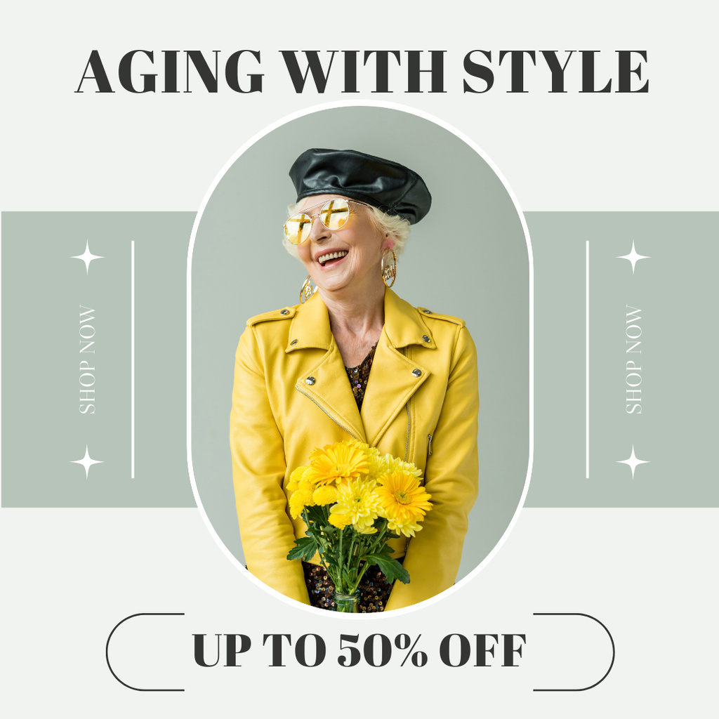 Age-Friendly Outfits And Accessories With Discount Instagram Design Template