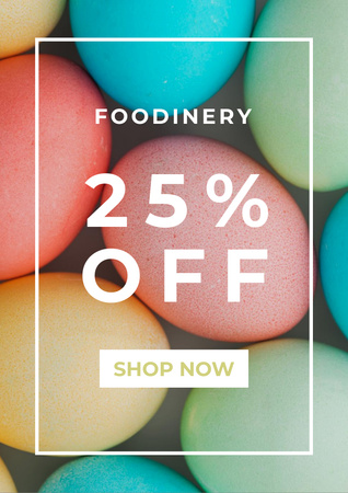 Easter Holiday Discount Offer with Colorful Eggs Flyer A4 Design Template