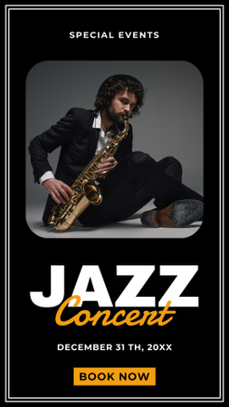 Plantilla de diseño de Anuncio de concierto de jazz con intérprete Instagram Story 