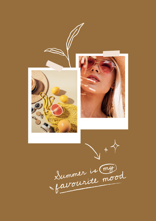 Template di design Inspiration with Beautiful Young Woman and Summer Cocktails Poster