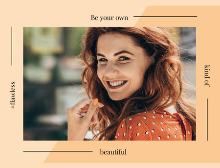 Designvorlage Inspirational Quote About Beauty With Pretty Woman für Postcard 4.2x5.5in
