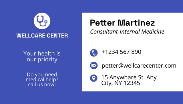 Template di design Medical Consultant Services Offer Business Card US