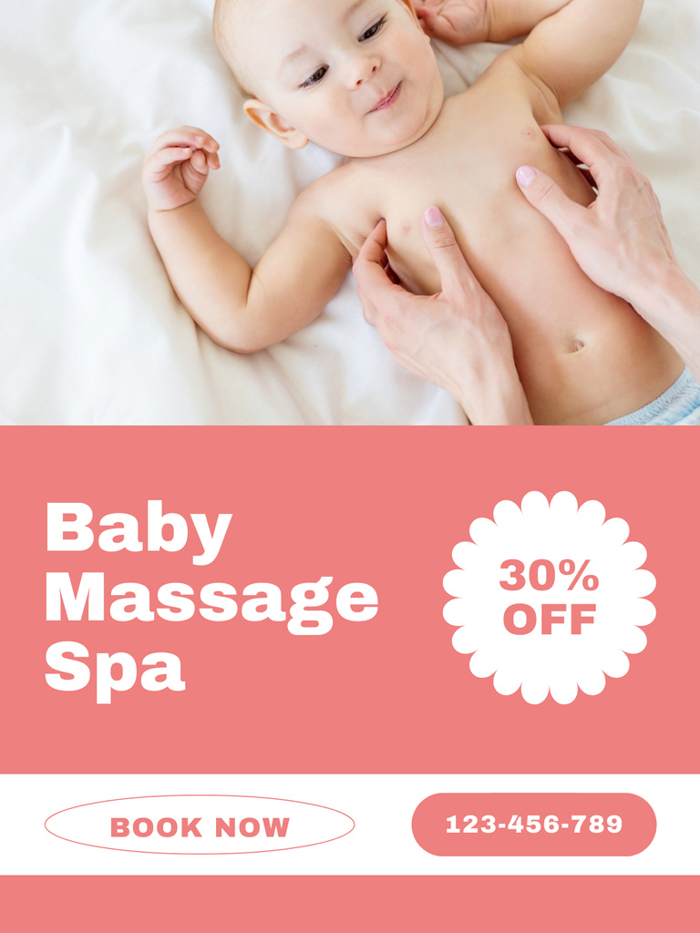 Discount on Massage for Сhildren Poster US Tasarım Şablonu