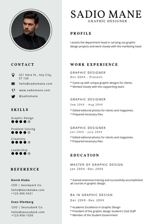 Stylish Resume With Man Photo Resume Design Template