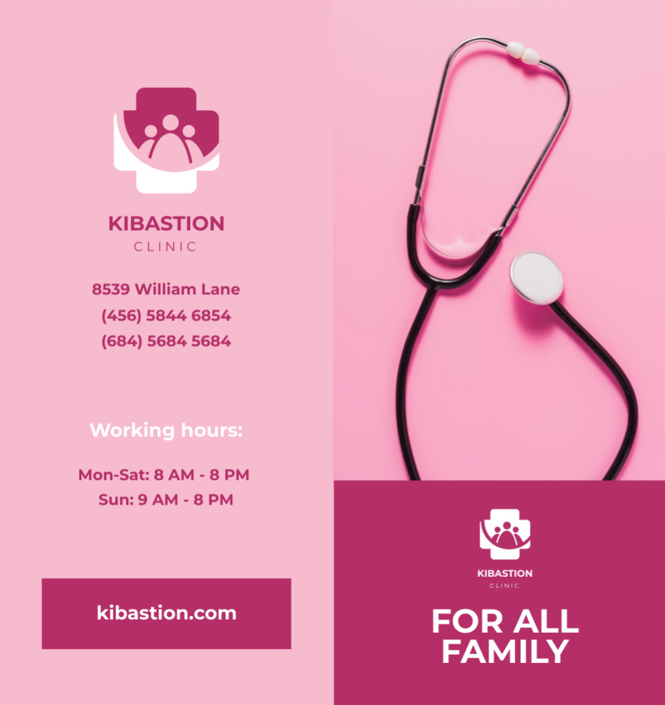 Family Medical Center Services Offer in Pink Brochure Din Large Bi-fold tervezősablon
