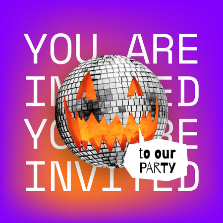 Halloween Party Announcement with Disco Pumpkin Animated Post Šablona návrhu