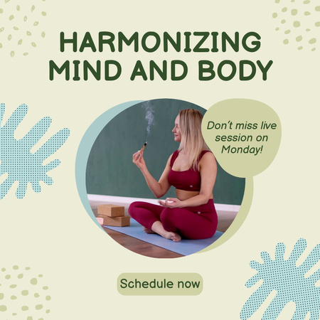 Designvorlage Live-Sitzungen zur Harmonisierung mit Meditation und Aromatherapie für Animated Post